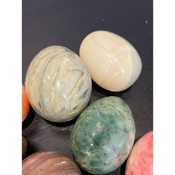 Vintage Alabaster Marble Stone Eggs Lot Of 7 3” - Picture 5 of 5